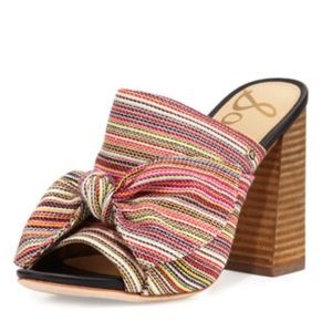 Sam Edelman  Yumi Boho chic woven stripe heeled mule sandal bright multi‎